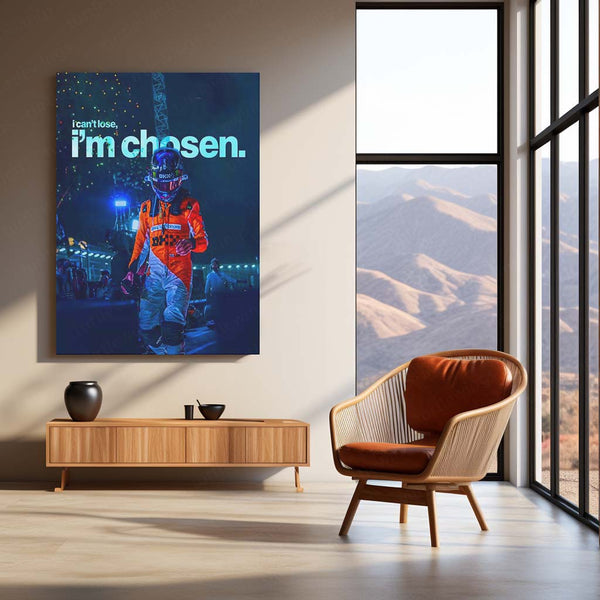 Quote Metal Poster | Lando Norris – I’m Chosen Metal Frame Unshakeable Confidence & Destiny Mindset Formula One Wall Art | Elite Racer Mentality Quote Metal Poster