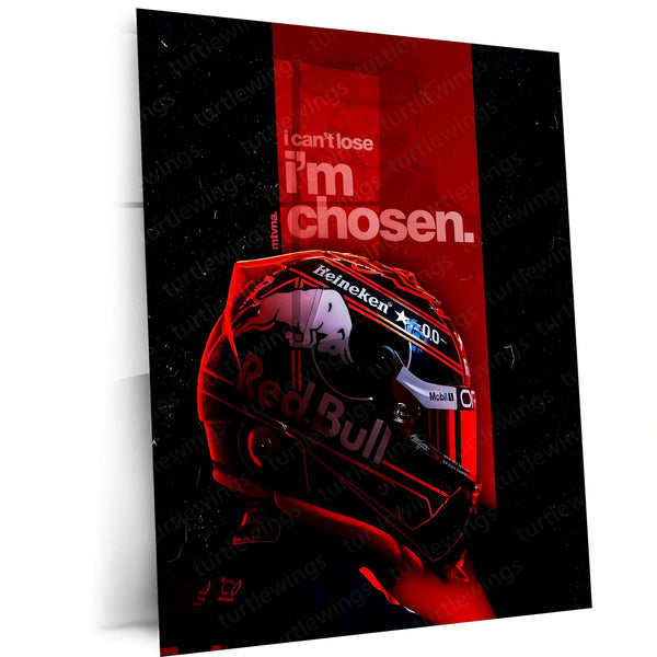 Quote Metal Poster | Max Verstappen – I’m Chosen Metal Frame Unbreakable Confidence & Champion Destiny Formula One Wall Art | Elite Winner Mindset Quote Metal Poster