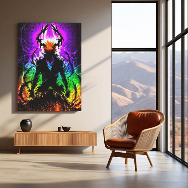 Anime Metal Poster | Bleach Metal Poster | Ichigo Kurosaki Hollow Form Wall Art | Epic Soul Reaper Anime Metal Frame