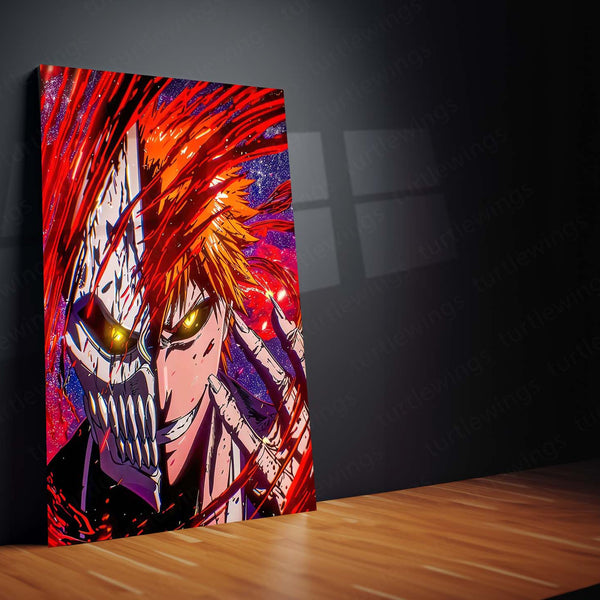 Anime metal poster | Ichigo Kurosaki – Hollow Form Unleashed Metal Poster | Bleach Anime Wall Frame