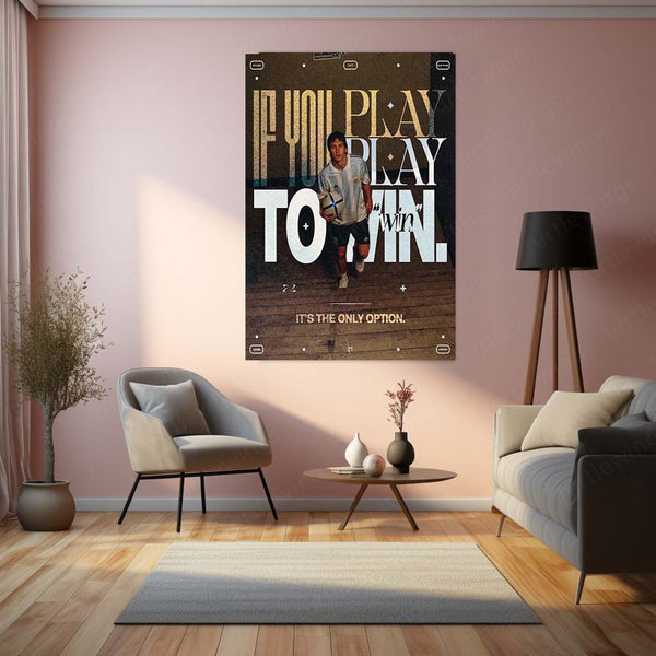 If You Play, Play to Win – Young Lionel Messi with Ball Motivational Quote Metal Frame | Premium Football Wall Art | Inspirational Decor for Fans - TURTLEWINGS 