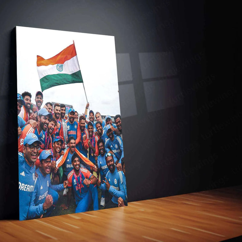 Indian Cricket Team Metal Poster – Champion Spirit Wall Art - TURTLEWINGS 