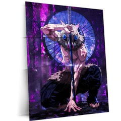 Anime Metal Poster | Inosuke Hashibira – Beast Breathing Stance Metal Poster | Demon Slayer Wall Frame