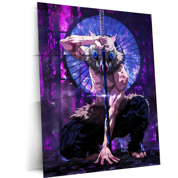 Anime Metal Poster | Inosuke Hashibira – Beast Breathing Stance Metal Poster | Demon Slayer Wall Frame