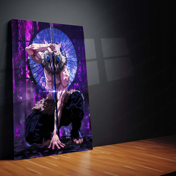 Anime Metal Poster | Inosuke Hashibira – Beast Breathing Stance Metal Poster | Demon Slayer Wall Frame