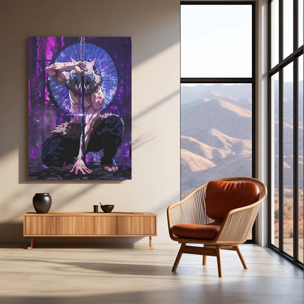 Anime Metal Poster | Inosuke Hashibira – Beast Breathing Stance Metal Poster | Demon Slayer Wall Frame