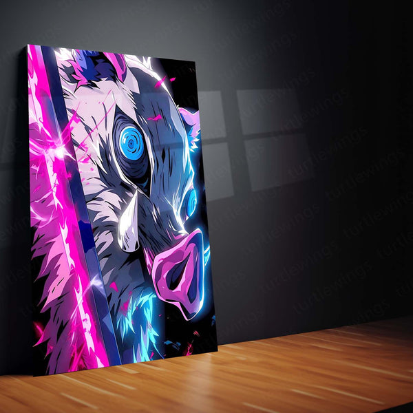 Anime Metal Poster | Inosuke Hashibira – Blades of the Beast Metal Poster | Demon Slayer Wall Frame