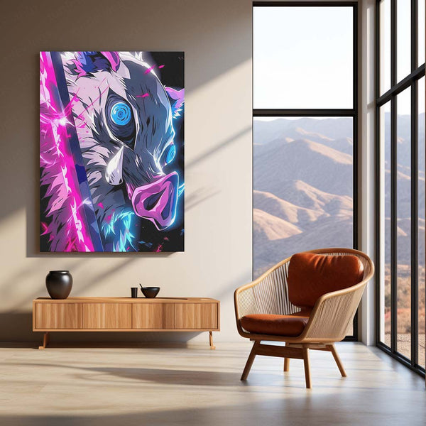 Anime Metal Poster | Inosuke Hashibira – Blades of the Beast Metal Poster | Demon Slayer Wall Frame