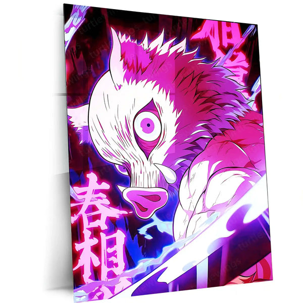 Anime Metal Poster | Inosuke-Hashibira-–-Demon-Slayer-Neon-Rage-Poster ...