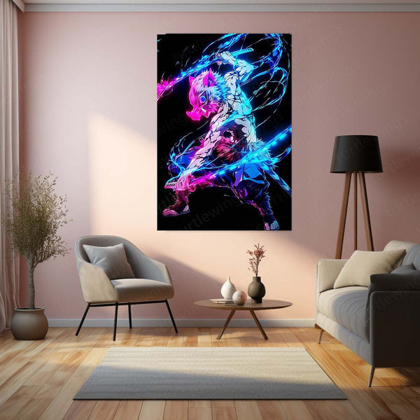 Anime Metal Poster | Inosuke-Hashibira-–-Demon-Slayer-Neon-Rage-Poster-01-copy Portrait-01 01