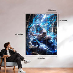 Anime Metal Poster Set of 9 | Demon Slayer | Inosuke Hashibira Anime Wall Art | Boar Mask Warrior 9 Panel Metal Print | Kimetsu no Yaiba Decor