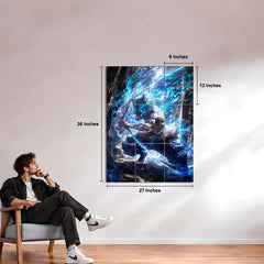 Anime Metal Poster Set of 9 | Demon Slayer | Inosuke Hashibira Anime Wall Art | Boar Mask Warrior 9 Panel Metal Print | Kimetsu no Yaiba Decor