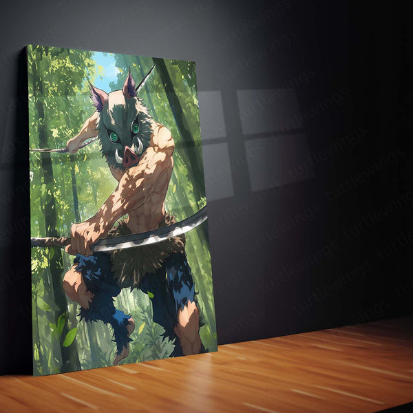 Inosuke Hashibira – Beast Breathing Rage Metal Poster | Demon Slayer Wall Frame