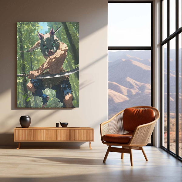 Inosuke Hashibira – Beast Breathing Rage Metal Poster | Demon Slayer Wall Frame
