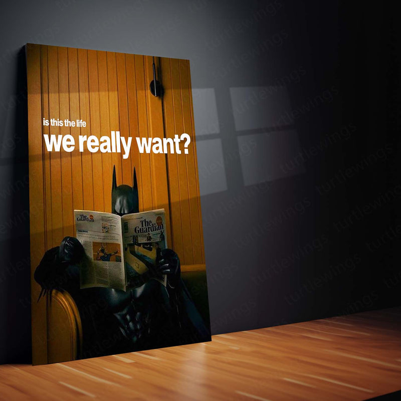 Is This the Life We Really Want? – Batman Reading The Guardian | Dark Reflection Metal Frame