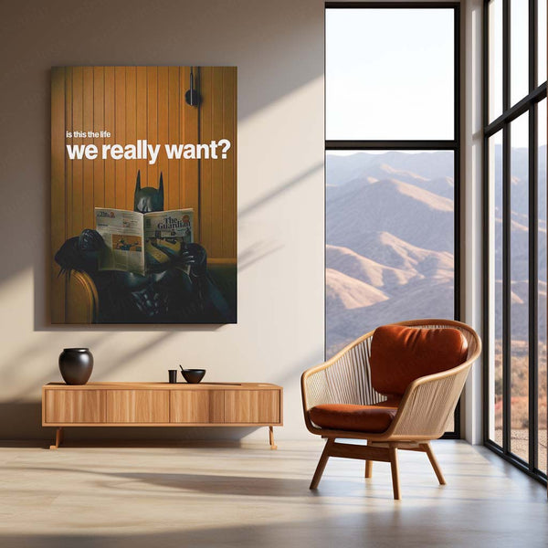 Is This the Life We Really Want? – Batman Reading The Guardian | Dark Reflection Metal Frame