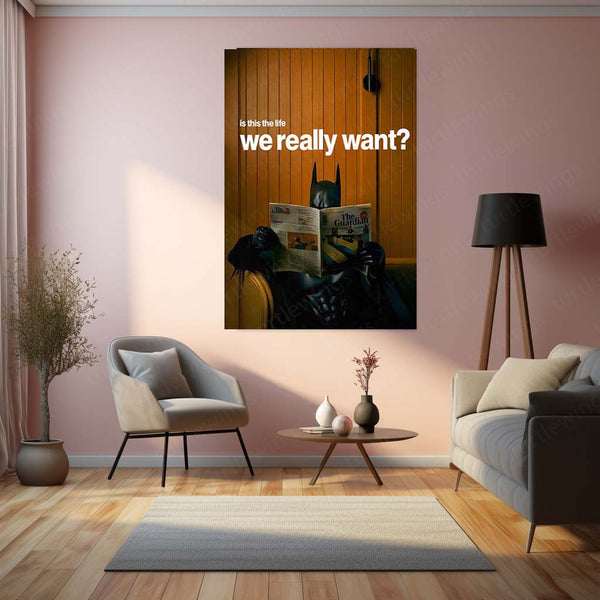 Is This the Life We Really Want? – Batman Reading The Guardian | Dark Reflection Metal Frame
