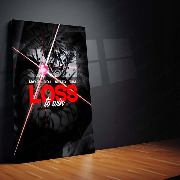 Anime Metal Poster | Isagi Yoichi – Maybe You Needed That Loss to Win | Blue Lock Motivational Metal Frame | Anime Football Wall Art by TurtleWings