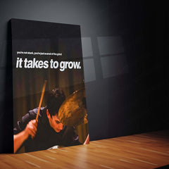 Quote Metal Poster | Andrew Neiman – It Takes the Grind Metal Frame Relentless Practice, Obsession & Greatness Mindset Wall Art | “It Takes the Grind to Grow” Quote Metal Poster