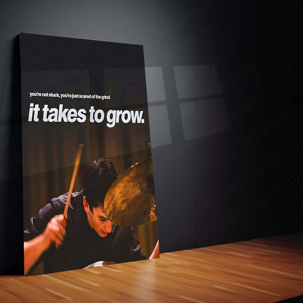 Quote Metal Poster | Andrew Neiman – It Takes the Grind Metal Frame Relentless Practice, Obsession & Greatness Mindset Wall Art | “It Takes the Grind to Grow” Quote Metal Poster