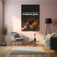 Quote Metal Poster | It Takes Time to Grow | Discipline, Consistency & Growth Mindset Metal Frame - TURTLEWINGS 