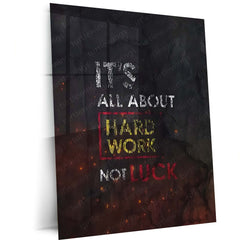 Quote Metal Poster | It’s All About Hard Work Metal Poster | Hustle Motivation Wall Art | Premium Metal Print