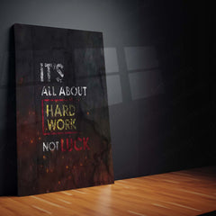 Quote Metal Poster | It’s All About Hard Work Metal Poster | Hustle Motivation Wall Art | Premium Metal Print