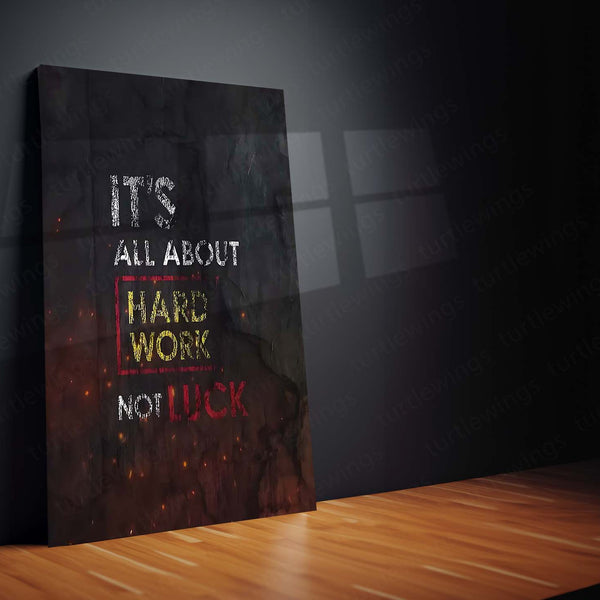 Quote Metal Poster | It’s All About Hard Work Metal Poster | Hustle Motivation Wall Art | Premium Metal Print
