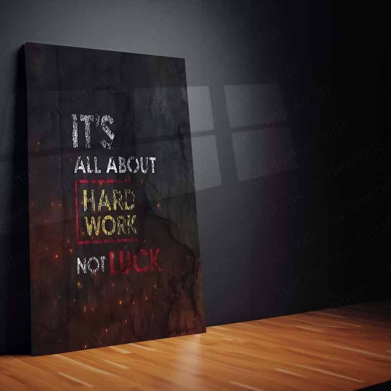 Quote Metal Poster | It’s All About Hard Work Metal Poster | Hustle Motivation Wall Art | Premium Metal Print