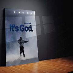 Quote Metal Poster | It’s Not Luck, It’s God – Kanye West Quote Metal Frame Faith Over Chance Motivational Wall Art | “It’s Not Luck, It’s God” Belief & Purpose Quote Metal Poster