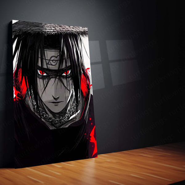 Anime Metal Poster Set of 3 | Naruto | Itachi Uchiha Red Sharingan Triptych Wall Art