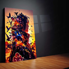 Anime Metal Poster | Naruto Metal Poster | Itachi Uchiha Akatsuki Sunset Wall Art | Epic Shinobi Anime Metal Frame
