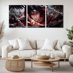 Anime Metal Poster Set of 3 | Naruto | Itachi Uchiha Sharingan & Akatsuki Triptych Wall Art