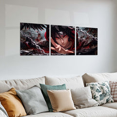 Anime Metal Poster Set of 3 | Naruto | Itachi Uchiha Sharingan & Akatsuki Triptych Wall Art