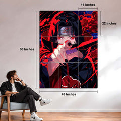 Anime Metal Poster Set of 9 | Naruto Shippuden | Itachi Uchiha Anime Wall Art | Sharingan Akatsuki 9 Panel Metal Print | Uchiha Clan Decor
