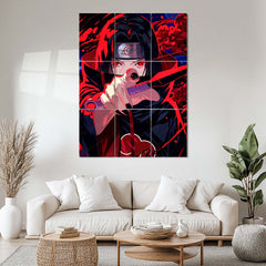 Anime Metal Poster Set of 9 | Naruto Shippuden | Itachi Uchiha Anime Wall Art | Sharingan Akatsuki 9 Panel Metal Print | Uchiha Clan Decor