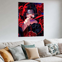 Anime Metal Poster Set of 9 | Naruto Shippuden | Itachi Uchiha Anime Wall Art | Sharingan Akatsuki 9 Panel Metal Print | Uchiha Clan Decor