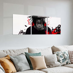 Anime Metal Poster Set of 3 | Naruto | Itachi Uchiha Red Sharingan Triptych Wall Art