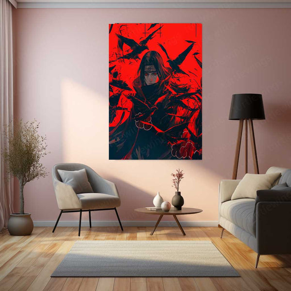 Itachi Uchiha – Crows of Genjutsu Metal Poster | Naruto Wall Frame