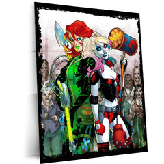 Harley Quinn x Poison Ivy – Gotham Sirens Duo Metal Poster | DC Comics Wall Frame