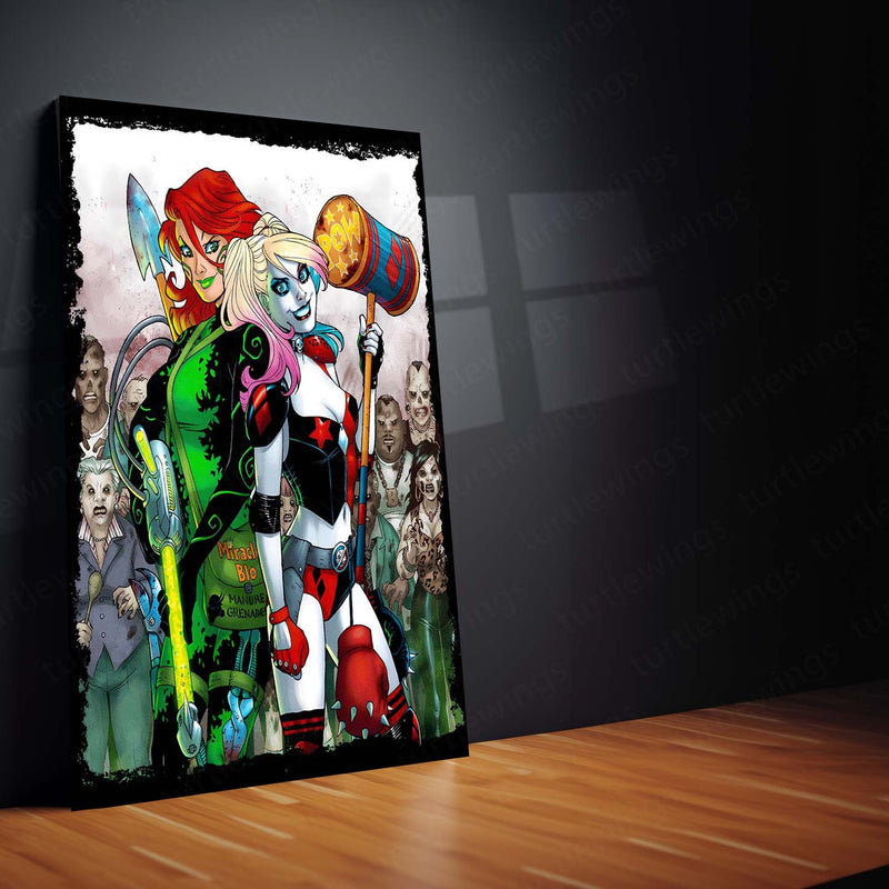 Harley Quinn x Poison Ivy – Gotham Sirens Duo Metal Poster | DC Comics Wall Frame