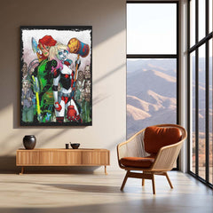 Harley Quinn x Poison Ivy – Gotham Sirens Duo Metal Poster | DC Comics Wall Frame