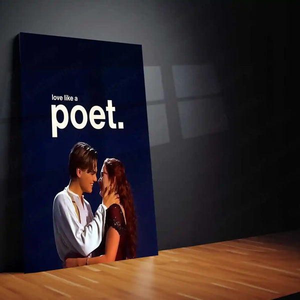 Quote Metal Poster | Jack & Rose | “Love Like a Poet.” | Timeless Romance Metal Poster - TURTLEWINGS 