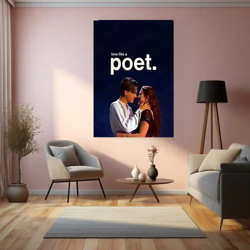 Quote Metal Poster | Jack & Rose | “Love Like a Poet.” | Timeless Romance Metal Poster - TURTLEWINGS 