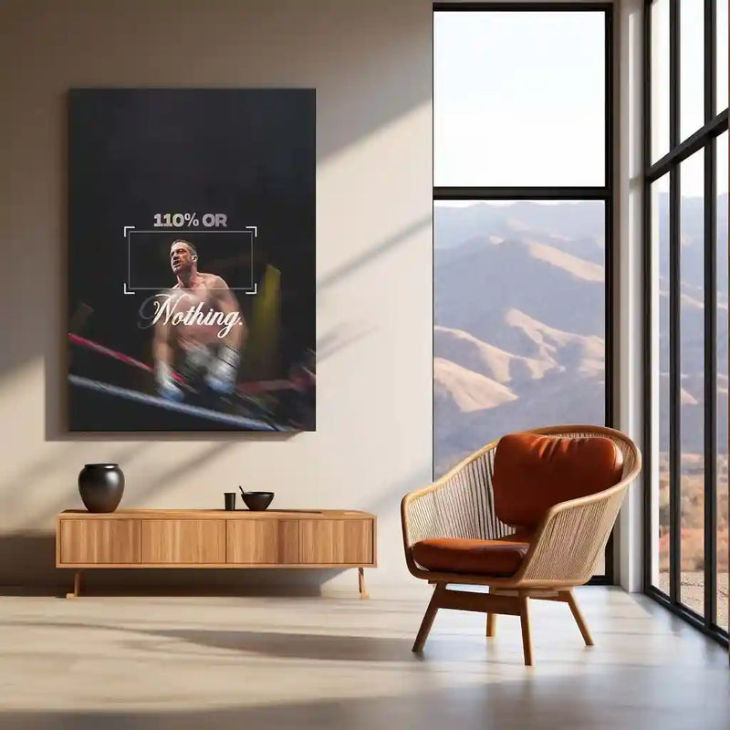 Quote Metal Poster | Jake Gyllenhaal – 110% or Nothing | Obsession, Discipline & Relentless Focus Metal Frame - TURTLEWINGS 