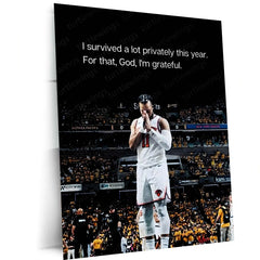 Quote Metal Poster | Jalen Brunson – “I Survived a Lot Privately This Year. For That, God, I’m Grateful.” | Resilience & Faith Metal Frame - TURTLEWINGS 