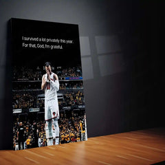 Quote Metal Poster | Jalen Brunson – “I Survived a Lot Privately This Year. For That, God, I’m Grateful.” | Resilience & Faith Metal Frame - TURTLEWINGS 