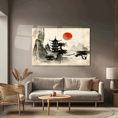Japanese Ink Landscape – Sumi-e Style Metal Poster - TURTLEWINGS 
