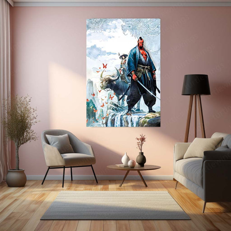 Japanese Ninja Fantasy – The Oni Warrior’s Journey | Epic Samurai Art Metal Frame Poster