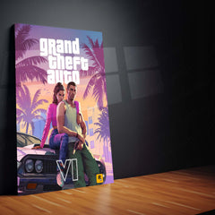 Grand Theft Auto VI Jason & Lucia Metal Poster | GTA 6 Official Artwork Gaming Wall Art